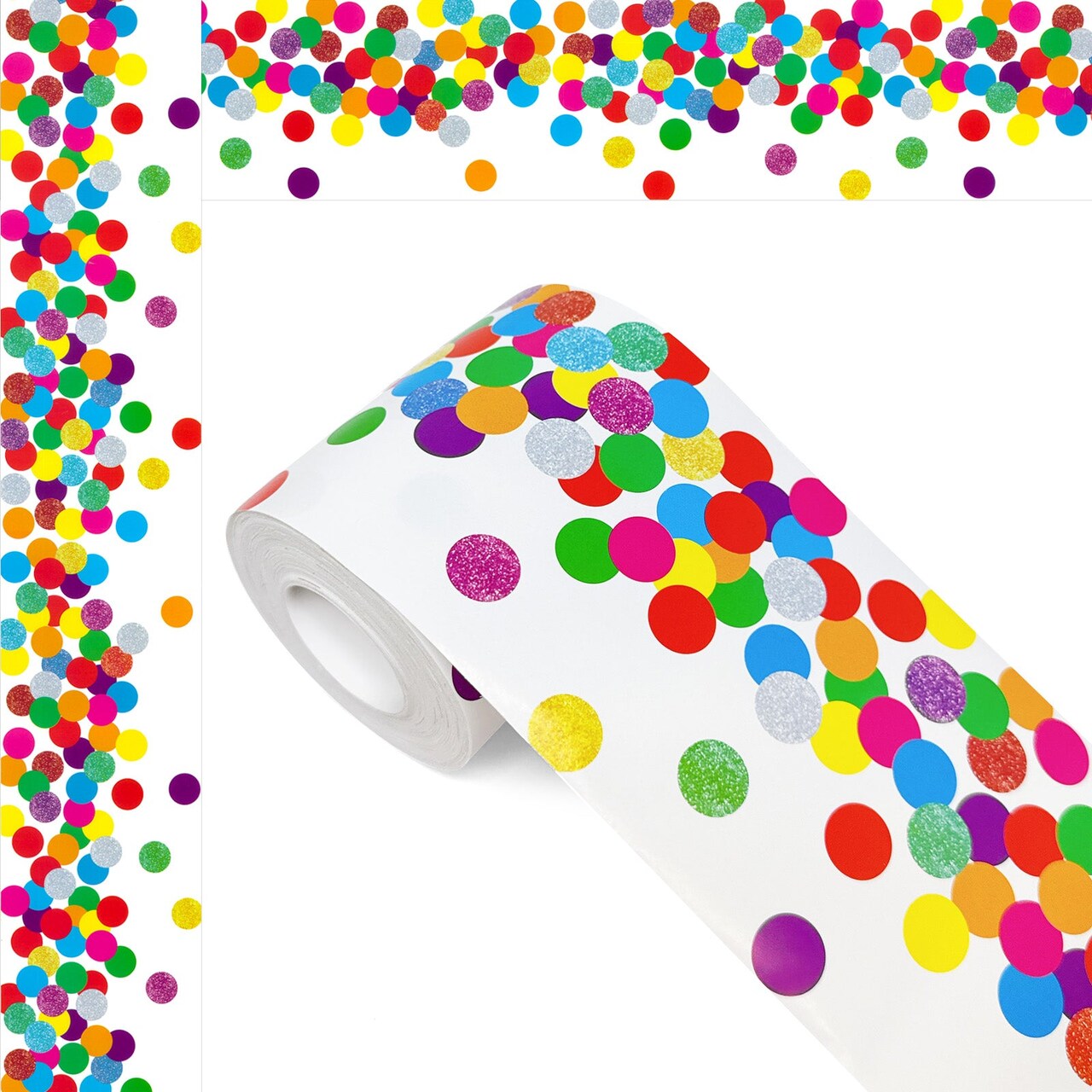 Wrapables 60 Feet Bulletin Board Borders, Adhesive Decorative Trim Stickers, Dots